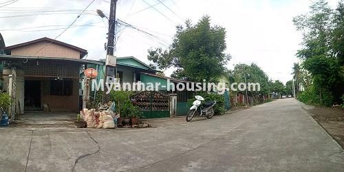 Myanmar real estate - for sale property - No.3462 - RC One Storey Landed House with half attic for sale near City Mart, Minglalar Cinema, No. 2 Market in South Dagon! - house and road view