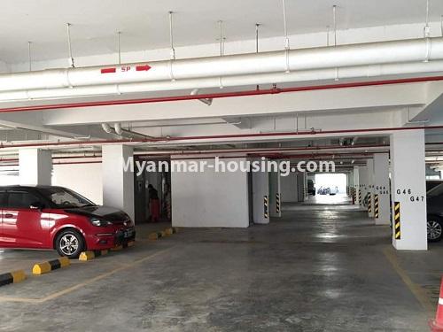 Myanmar real estate - for sale property - No.3467 - Finished and Decorated 2BHK Mahar Swe Condominium Room for sale in Hlaing! - car parking view