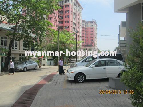 Myanmar real estate - for rent property - No.1247 - Good Condominium with good transportation ! - View of the street.