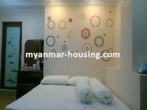 ミャンマー不動産 - 賃貸物件 - No.1900 -  Well decorated room for rent in Barkaya Condo, Sanchaung Township. - View of the master bed room.