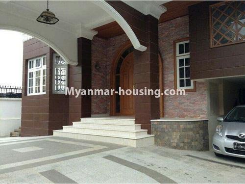 Myanmar real estate - for rent property - No.2228 - Excellent  three stroeys building with Shwedagon Pagoda  View! - main door and garage