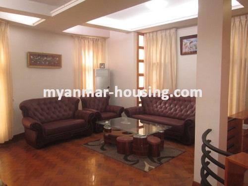 Myanmar real estate - for rent property - No.2310 - A good Landed house on the Inya Myaing Main Road on rent is available now! - View of the Living room