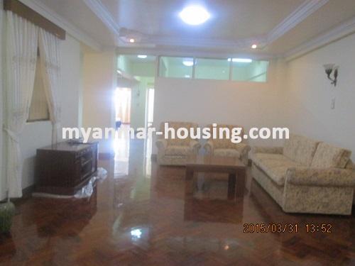 缅甸房地产 - 出租物件 - No.2354 - Condo located in Dagon Township- MWEA Tower! - View of the living room.