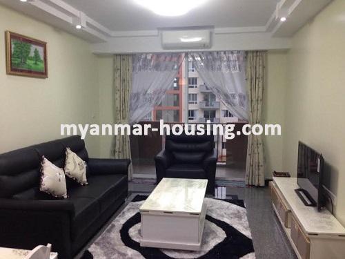 Myanmar real estate - for rent property - No.2466 - A room with standard decoration in Star City Condo. - View of the living room