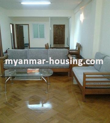 မြန်မာအိမ်ခြံမြေ - ငှားရန် property - No.2709 - လှိုင်မြို့နယ်တွင် ကွန်ဒိုအခန်းတစ်ခန်းဌားရန်ရှိသည်။View of the living room
