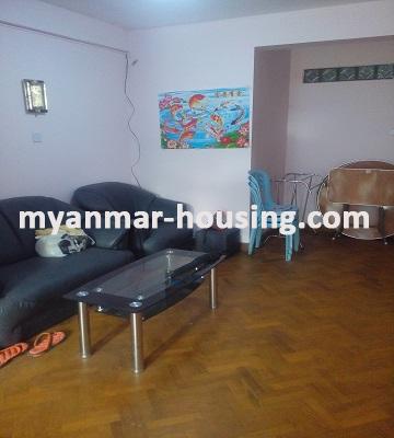 Myanmar real estate - for rent property - No.2815 - Apartment for rent in downtown area! - Living room view
