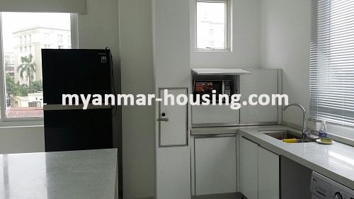 Myanmar real estate - for rent property - No.2971 - Beautiful Condo Apartment near the Park Royal Hotel and office tower in Dagon! - View of the kitchen room.