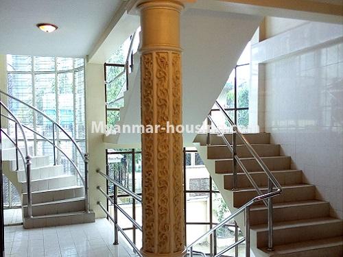 Myanmar real estate - for rent property - No.3063 - Very good three stories landed house for rent at 6.5 miles, Hlaing Tsp is suitable for office! - 