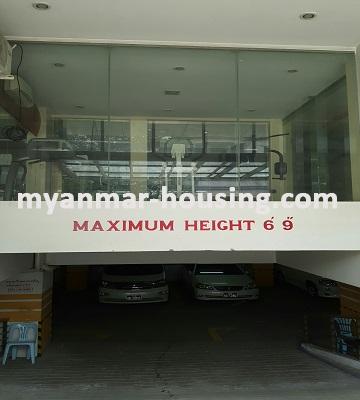 Myanmar real estate - for rent property - No.3193 - For rent an office apartment-condominium in Botahtaungtownship - View of the parking and Gym room.