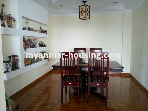 မြန်မာအိမ်ခြံမြေ - ငှားရန် property - No.3211 - အလုံမြို့နယ်တွင်  ကွန်ဒိုခန်းကောင်း ဌားရန်ရှိပါသည်။View of dinning room