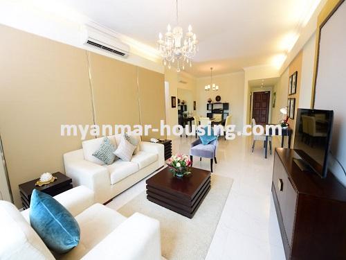 ミャンマー不動産 - 賃貸物件 - No.3238 - Modern Luxury Condominium room for rent in Pyay Garden Residence. - View of Living Room