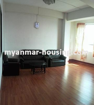 မြန်မာအိမ်ခြံမြေ - ငှားရန် property - No.3256 - ဗိုလ်တစ်ထောင်မြို့နယ်တွင် ကွန်ဒိုတိုက်ခန်းကောင်းတစ်ခန်းဌားရန်ရှိသည်။View of the Living room