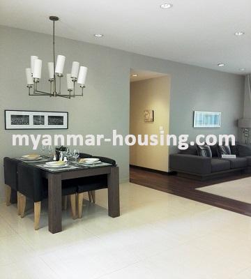 မြန်မာအိမ်ခြံမြေ - ငှားရန် property - No.3267 - G. E.M.S ဥယျာဉ် ကွန်ဒိုတွင် ခေတ်မီပြင်ဆင်ထားသော အခန်းကောင်း ဌားရန်ရှိသည်။View of the Dinning room