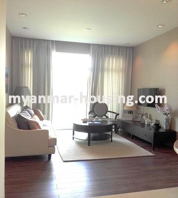 缅甸房地产 - 出租物件 - No.3268 -  Luxurious Standard Condo room for rent in the G.E.M.S Garden Condominiums. - View of the Living room