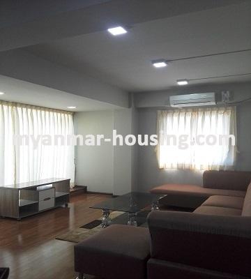 မြန်မာအိမ်ခြံမြေ - ငှားရန် property - No.3288 - မရမ်းကုန်းမြို့နယ်တွင် ကွန်ဒိုအခန်းကောင်းဌားရန်ရှိသည်။View of the Living room