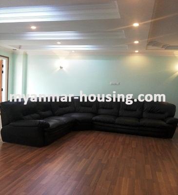 မြန်မာအိမ်ခြံမြေ - ငှားရန် property - No.3295 - ဒဂုံမြို့နယ်တွင် ကွန်ဒိုအခန်းကောင်းတစ်ခန်း ဌားရန်ရှိသည်။View of the Living room