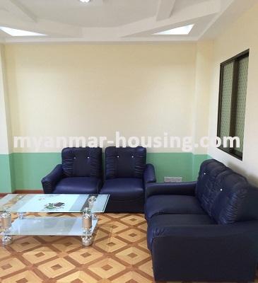 Myanmar real estate - for rent property - No.3309 - Furnished Ruby Condominium room for rent in Yangon Downtown! - living room view
