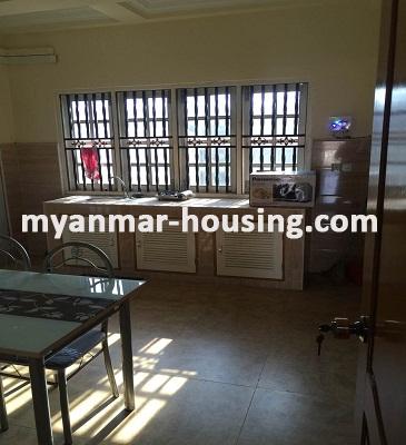 မြန်မာအိမ်ခြံမြေ - ငှားရန် property - No.3309 - ရန်ကုန်မြို့လည်တွင် ရူပီကွန်ဒိုအခန်း ငှားရန်ရှိသည်။kitchen view