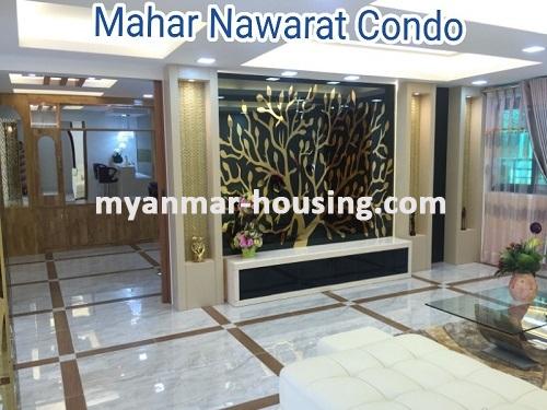 缅甸房地产 - 出租物件 - No.3342 - A good Condominium for rent in Mahar Nawarat Condo. - View of the living room