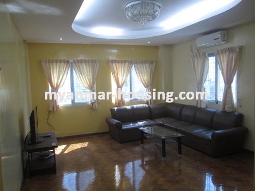 缅甸房地产 - 出租物件 - No.3371 - A Condominium apartment for rent in Lanmadaw Township. - View of the Living room