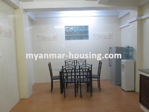 မြန်မာအိမ်ခြံမြေ - ငှားရန် property - No.3371 - လမ်းမတော်မြို့နယ်တွင် ကွန်ဒိုအခန်းကောင်းတစ်ခန်းဌားရန်ရှိပါသည်။View of Dining room