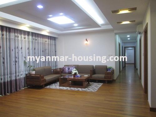 Myanmar real estate - for rent property - No.3375 - Excellent room for rent in Shwe Zabu River View Condo. - View of the Living room