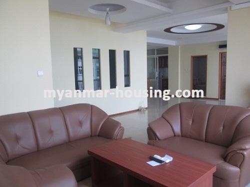 Myanmar real estate - for rent property - No.3414 - Well decorated room for rent in Pansodan Business Tower. - View of the Living room