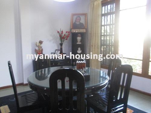 မြန်မာအိမ်ခြံမြေ - ငှားရန် property - No.3419 - မရမ်းကုန်းမြို့နယ်တွင် နှစ်ထပ်တိုက် လုံးချင်းအိမ်တစ်လုံးဌားရန်ရန်ရှိသည်။View of Dining room