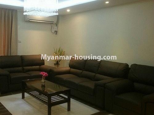 缅甸房地产 - 出租物件 - No.3426 - New condo room in Golden Parami Condo in Hlaing! - Living room view