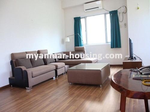 缅甸房地产 - 出租物件 - No.3430 - Condo room for rent near Kandawgyi lake in Mingalar Taung Nyunt! - Living room view