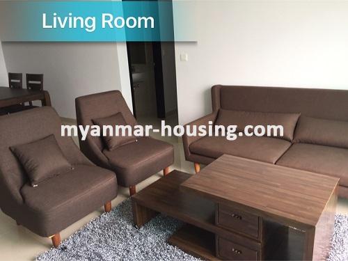 မြန်မာအိမ်ခြံမြေ - ငှားရန် property - No.3468 - G.E.M.S ကွန်ဒိုတွင် အဆင့်မြင့်ပြင်ဆင်ပြီး အခန်းကောင်းဌားရန်ရှိပါသည်။View of the Living room