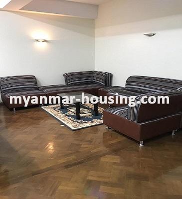 缅甸房地产 - 出租物件 - No.3497 - Furnished room in Shwepa Dauk Condo in Sanchaung! - living room view