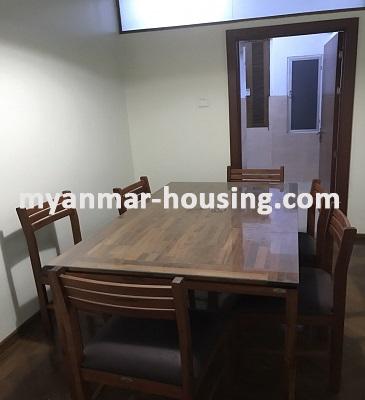 缅甸房地产 - 出租物件 - No.3497 - Furnished room in Shwepa Dauk Condo in Sanchaung! - dinning area