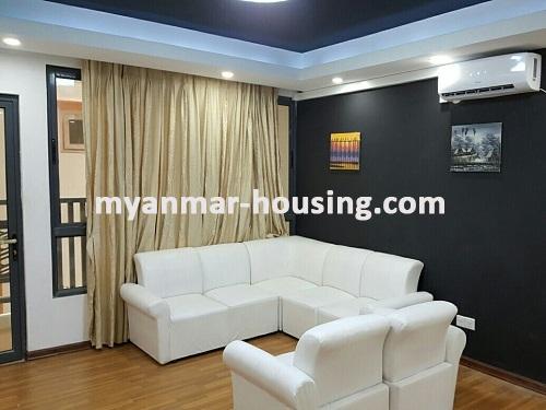 Myanmar real estate - for rent property - No.3499 - A Condominium room for rent in MaharSwe Condo - View of the Living room