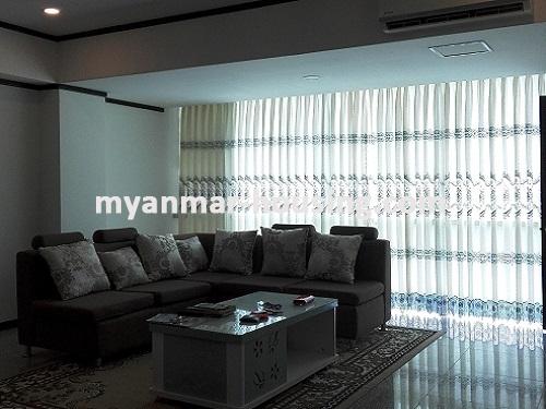 缅甸房地产 - 出租物件 - No.3531 - A Condominium room for rent in Orchid Condo, Ahlone Township. -  view of the living room