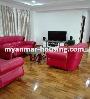 缅甸房地产 - 出租物件 - No.3546 - Good room for rent in Kyauk Kone Condo Yankin Township. - View of the living room