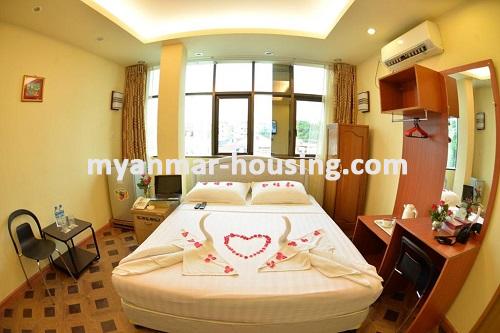 Myanmar real estate - for rent property - No.3566 - Excellent Hotel room for rent in Bahan Township.  - View of the bed room