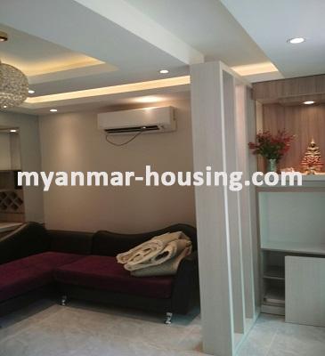 Myanmar real estate - for rent property - No.3594 - A good room for rent in Mahashwe Condo. - View of the Living room