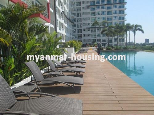 ミャンマー不動産 - 賃貸物件 - No.3606 - Modernize decorated Condo room for rent in GEMS Condo. - View of the Swimming pool