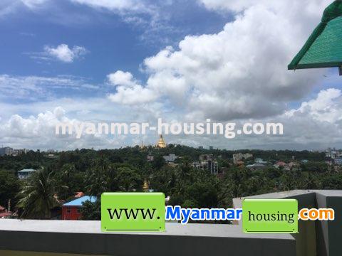 Myanmar real estate - for rent property - No.3624 - A well-decorated Condo Penthouse in Golden Valley, Bahan! - Shwedagon Pagoda View