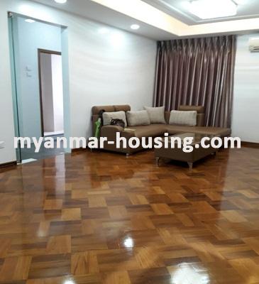 Myanmar real estate - for rent property - No.3634 -   A Condominium room for rent in Blossom Condo, Dagon Township. - View of the living room
