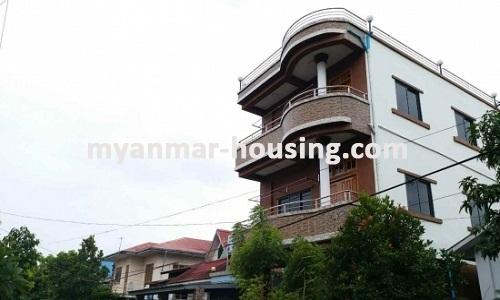 Myanmar real estate - for rent property - No.3682 - Three Story Landed House for rent in Tharketa Township - View of the building