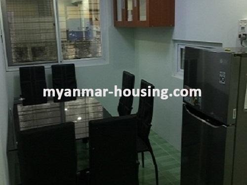 Myanmar real estate - for rent property - No.3684 - Nice condo apartment near Hledan Junction! - dining area