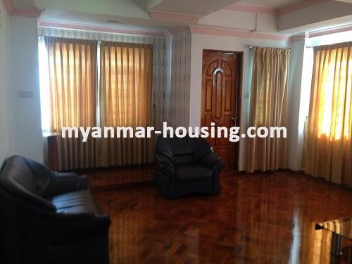 Myanmar real estate - for rent property - No.3688 - Condo room with river view in Downtown! - living room