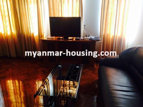 Myanmar real estate - for rent property - No.3688 - Condo room with river view in Downtown! - living room