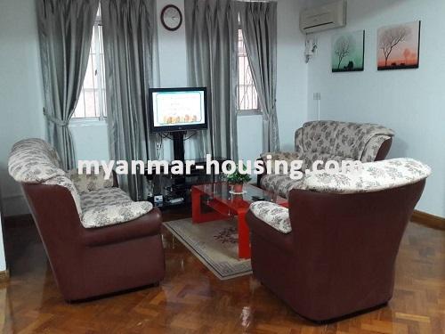 缅甸房地产 - 出租物件 - No.3707 - A wide space Condo room for rent in Yaw Min Gyi Condo  - View of the Living room