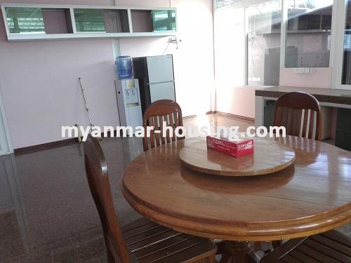 Myanmar real estate - for rent property - No.3723 - Penthouse for rent near Hledan Junction. - dining area
