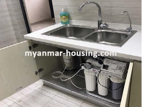 မြန်မာအိမ်ခြံမြေ - ငှားရန် property - No.3739 - ရန်ကင်းတွင် အဆင့်မြင်ပြင်ဆင်ထားသော ကွန်ဒိုငှားရန်ရှိသည်။View of Kitchen room