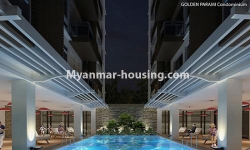 Myanmar real estate - for rent property - No.3791 - Excellent room for rent in Golden Parami condo - View of the swimming pool.