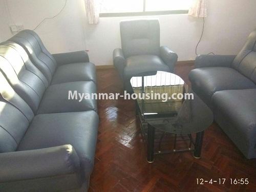 မြန်မာအိမ်ခြံမြေ - ငှားရန် property - No.3796 - တာမွေမြို့နယ်ရှိ ရွေှချမ်းသာကွန်ဒိုတွင် အခန်းကောင်းတစ်ခန်းဌားရန် ရှိပါသည်။View of the Living room